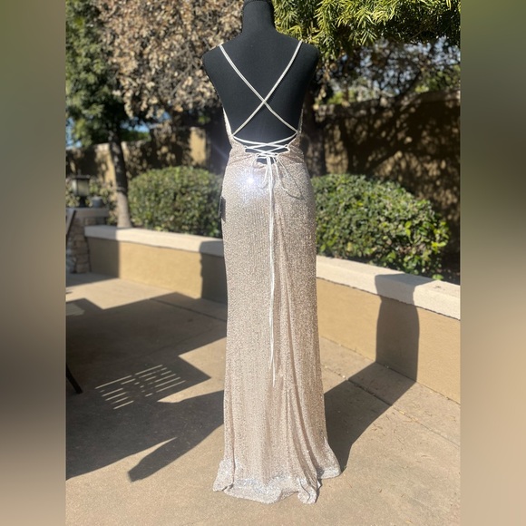 Lulus gown long formal dress prom rhinestones - Picture 7 of 14